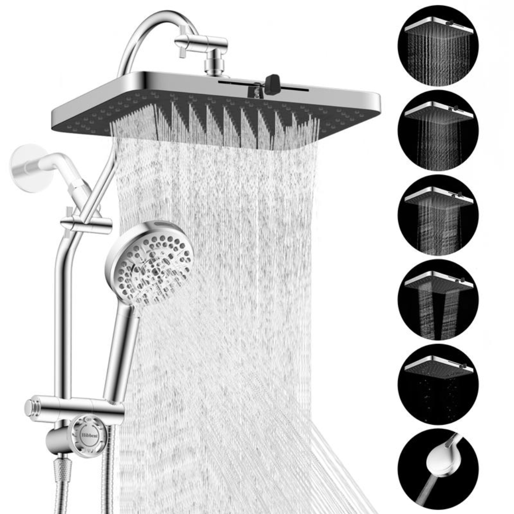 Aqualisse Chrome Wall-Mount Shower Head Combo