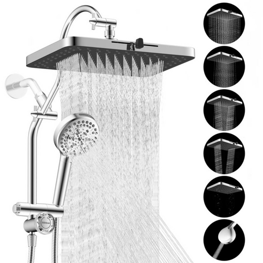 Aqualisse Chrome Wall-Mount Shower Head Combo
