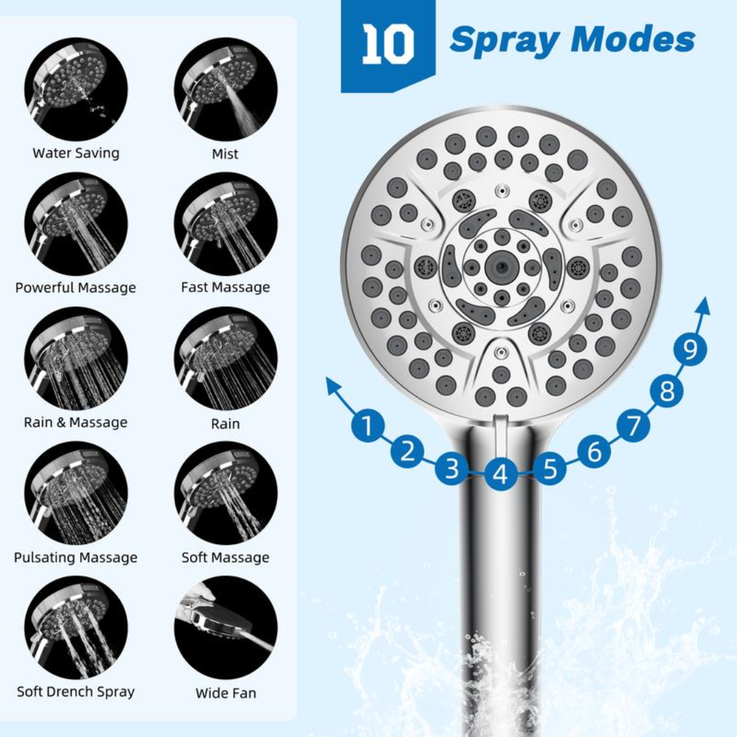 Aqualisse Chrome Wall-Mount Shower Head Combo