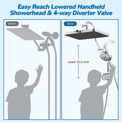 Aqualisse Chrome Wall-Mount Shower Head Combo