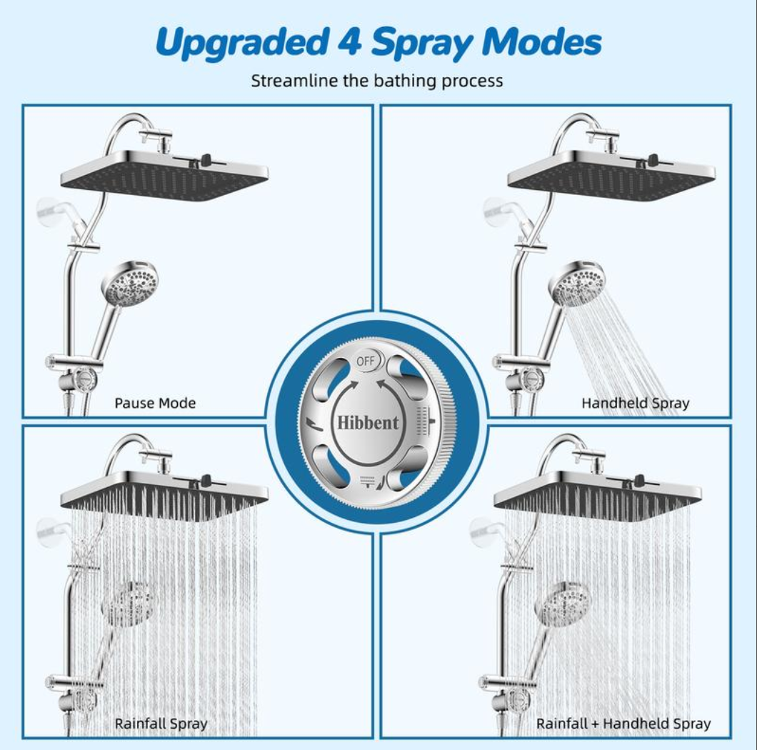 Aqualisse Chrome Wall-Mount Shower Head Combo